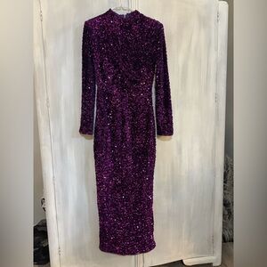Glamorous Long Sleeve Purple Sequin Dress